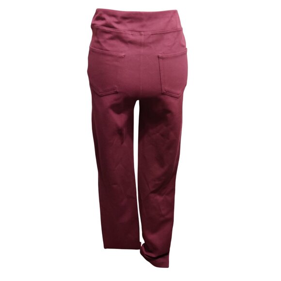 Kim Gravel 6 Tall High Rise Burgundy Pull On Straight Leg Stretch Pants Pockets - Picture 3 of 11